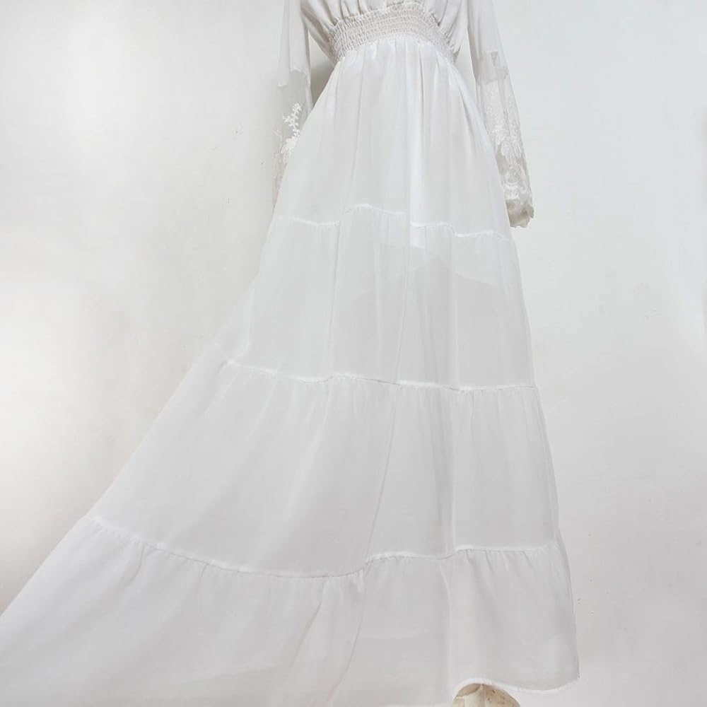 Elegant White Off-Shoulder Dress white boho dress - Picture 8 of 8